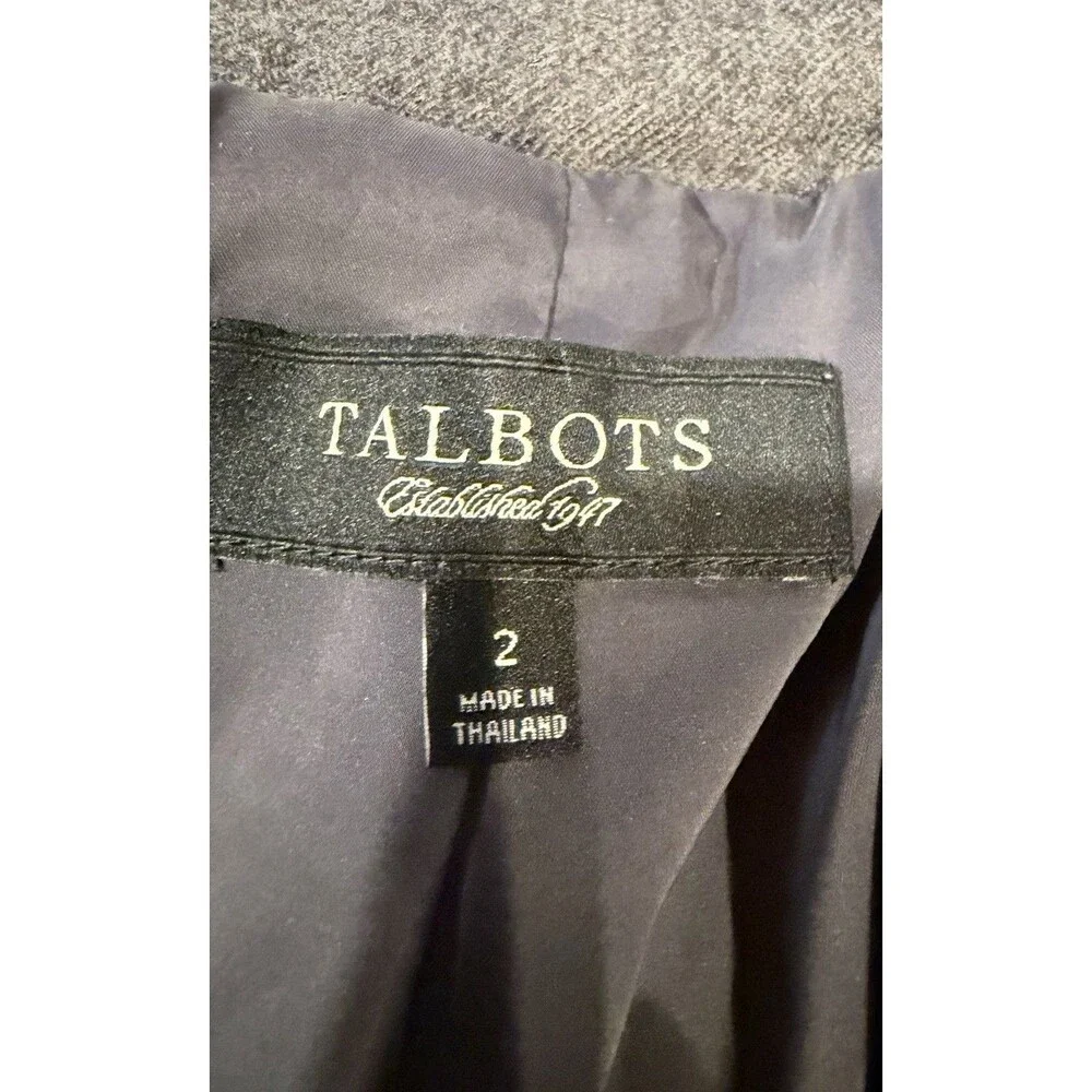 TALBOTS Women’s Gray Blazer Jacker Wool Blend Suit Business Size 2
